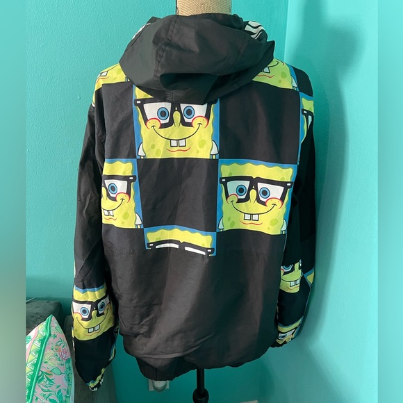 EUC Unisex Members Only X Nickelodeon SpongeBob Square Pants Hooded Windbreaker - Picture 5 of 11